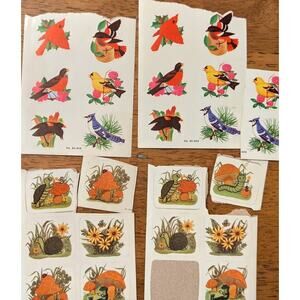 Vtg Stickers Birds and Mushrooms